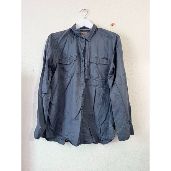 5.11 Tactical Women Long-Sleeve Button-Up Shirt Charcoal Gray Casual Lightweight - Picture 1 of 8